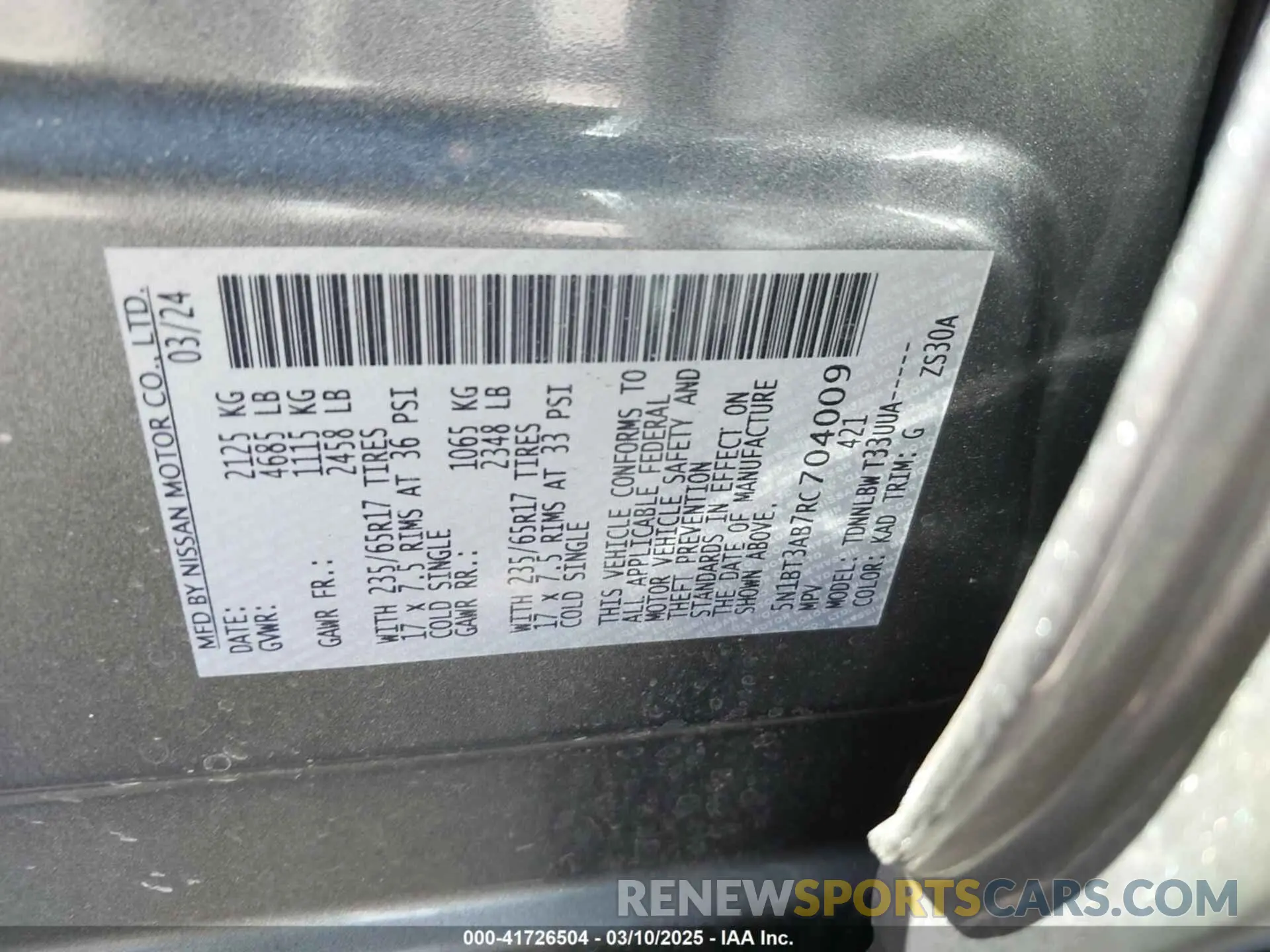 9 Photograph of a damaged car 5N1BT3AB7RC704009 NISSAN ROGUE 2024