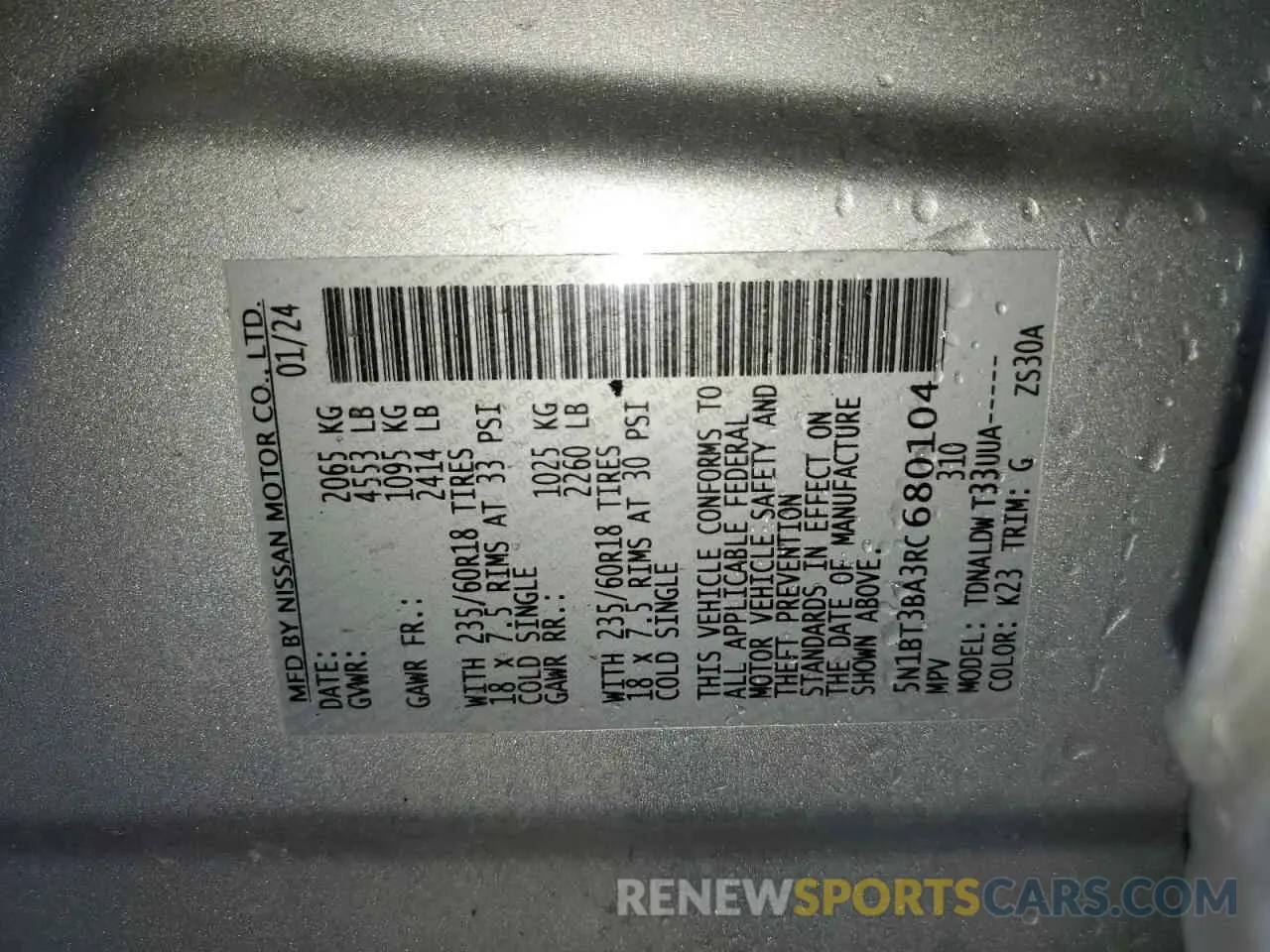 13 Photograph of a damaged car 5N1BT3BA3RC680104 NISSAN ROGUE 2024
