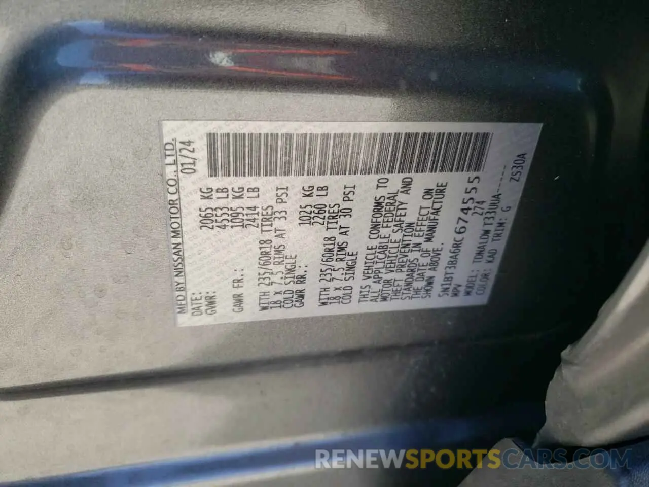 13 Photograph of a damaged car 5N1BT3BA6RC674555 NISSAN ROGUE 2024