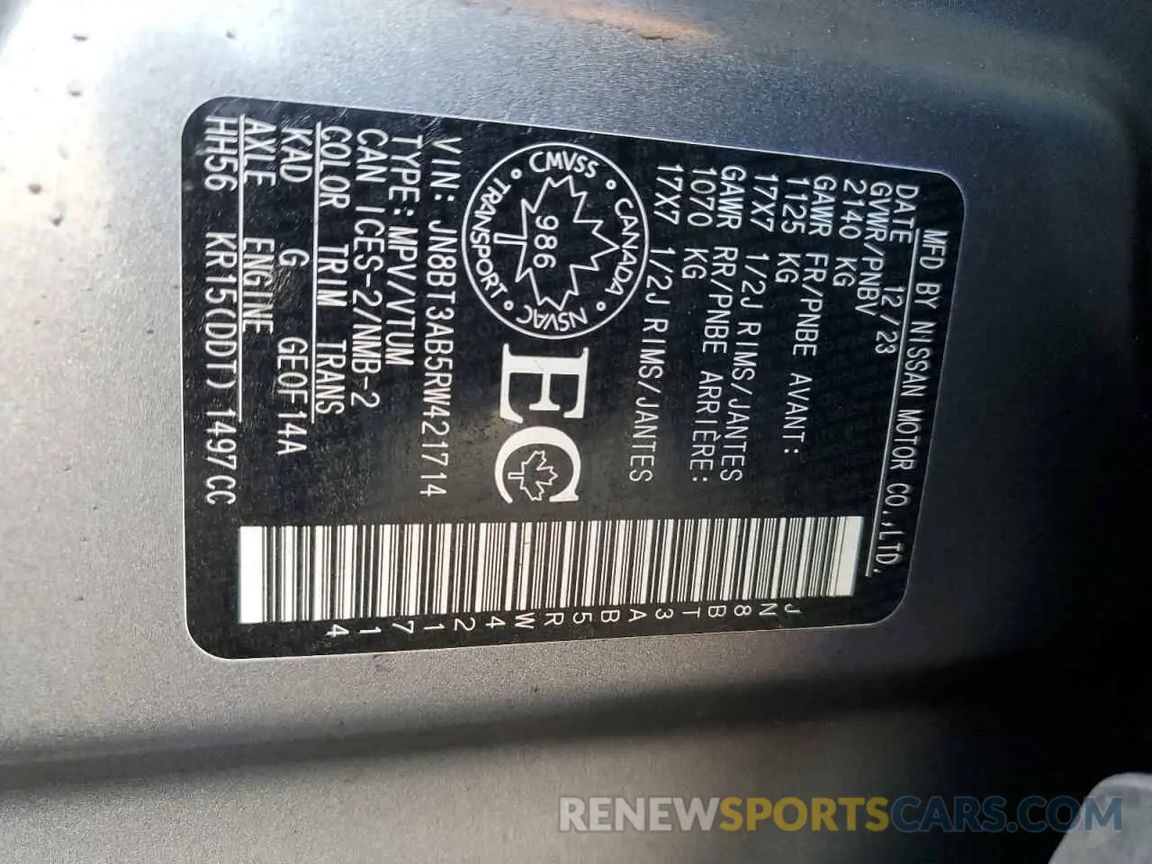 12 Photograph of a damaged car JN8BT3AB5RW421714 NISSAN ROGUE 2024