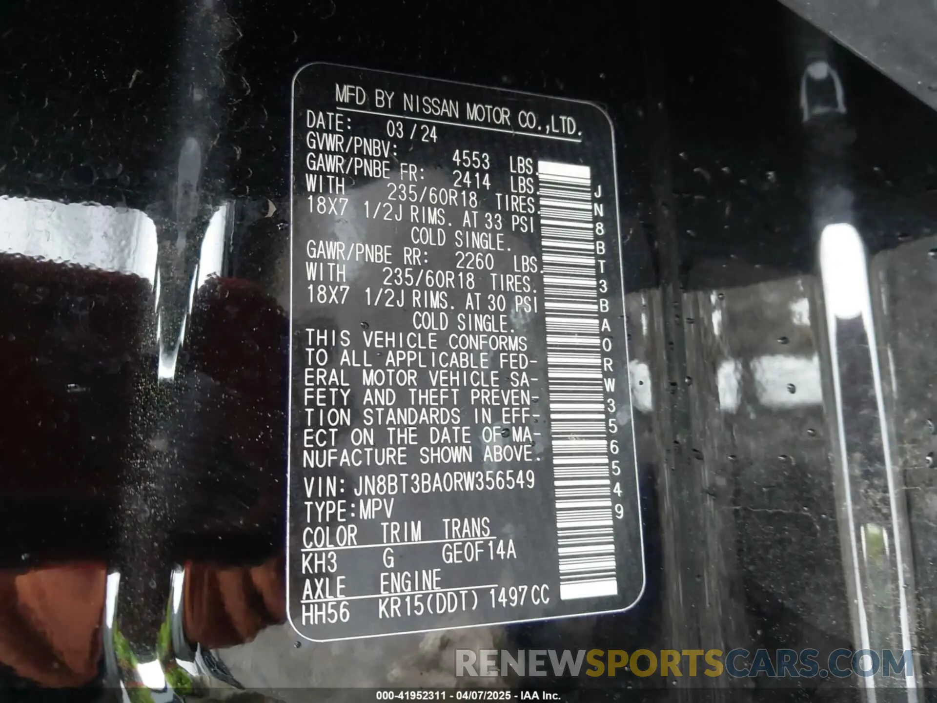 9 Photograph of a damaged car JN8BT3BA0RW356549 NISSAN ROGUE 2024