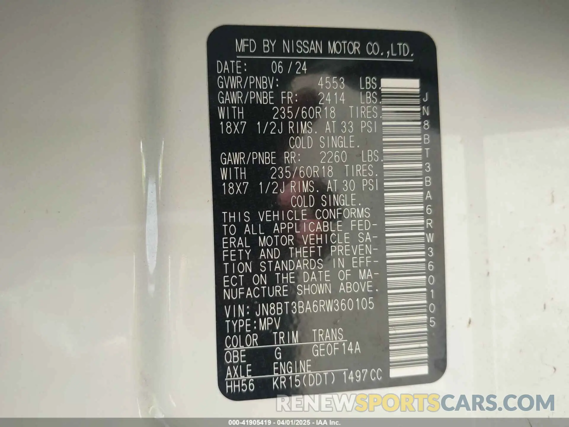 9 Photograph of a damaged car JN8BT3BA6RW360105 NISSAN ROGUE 2024