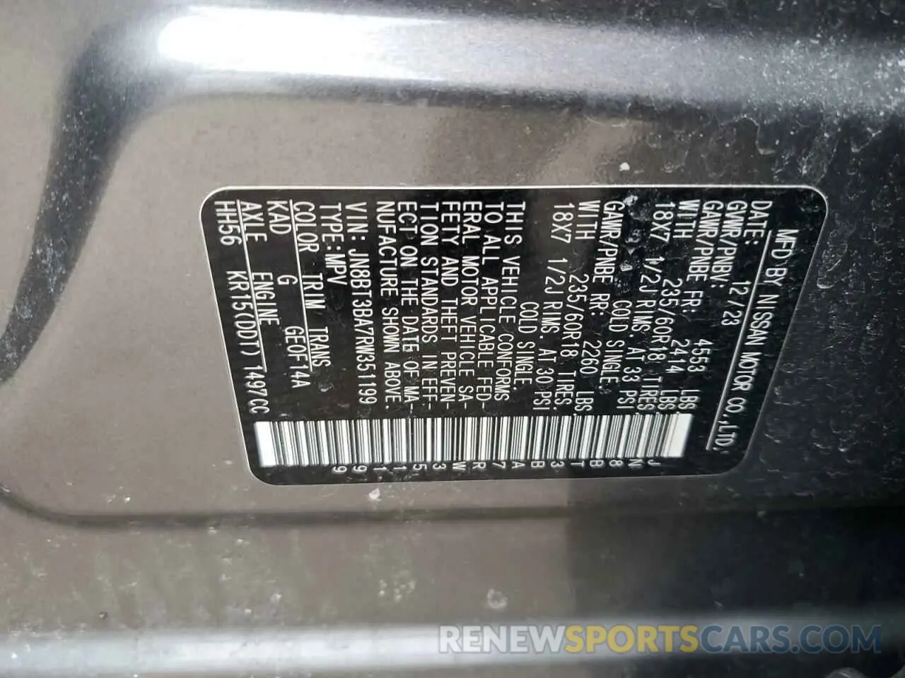 12 Photograph of a damaged car JN8BT3BA7RW351199 NISSAN ROGUE 2024