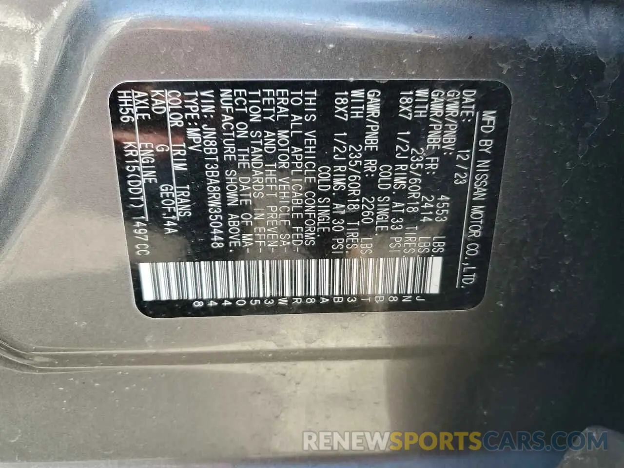 14 Photograph of a damaged car JN8BT3BA8RW350448 NISSAN ROGUE 2024
