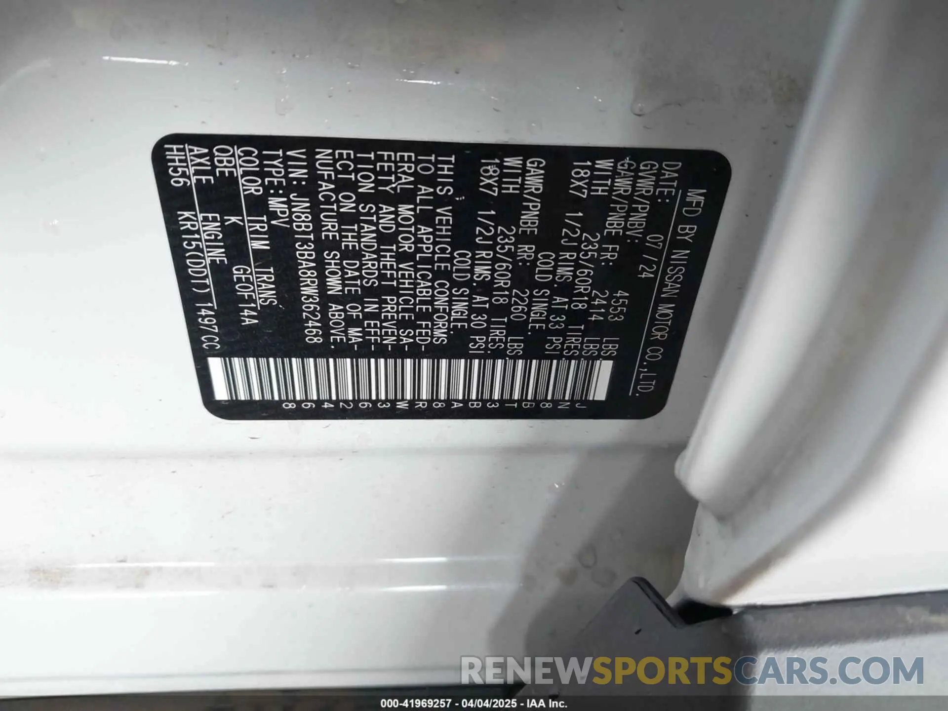 9 Photograph of a damaged car JN8BT3BA8RW362468 NISSAN ROGUE 2024