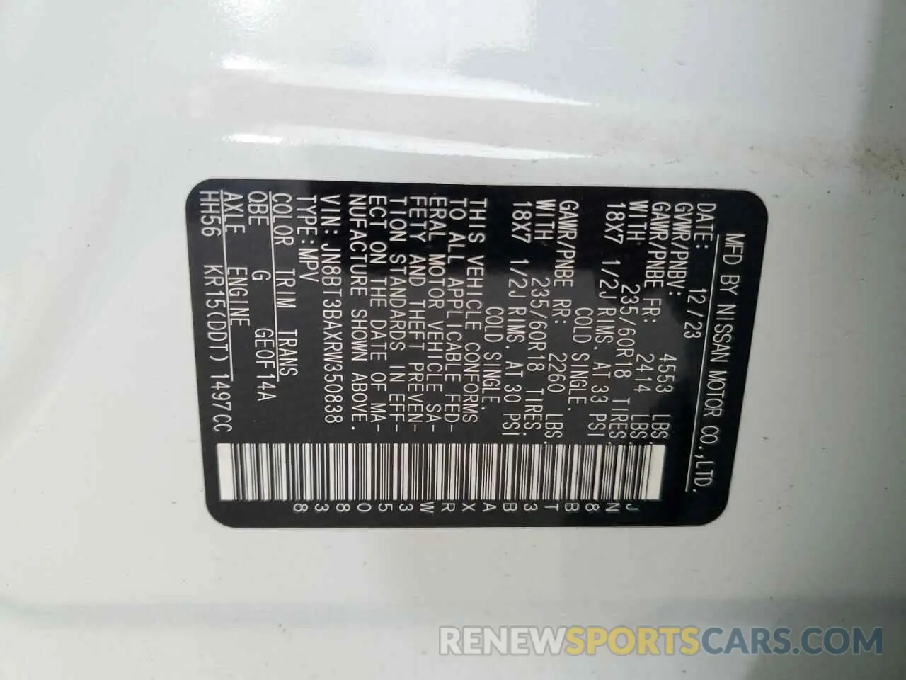 13 Photograph of a damaged car JN8BT3BAXRW350838 NISSAN ROGUE 2024