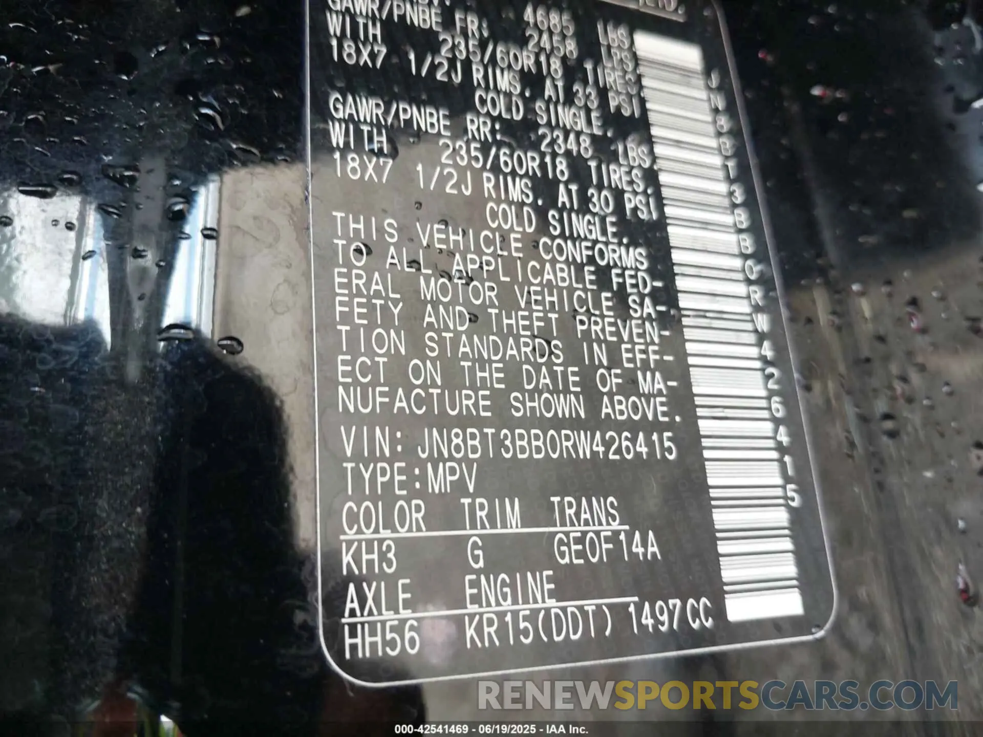 9 Photograph of a damaged car JN8BT3BB0RW426415 NISSAN ROGUE 2024