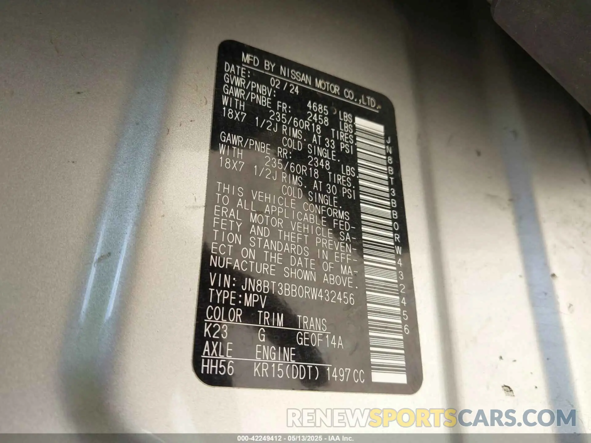9 Photograph of a damaged car JN8BT3BB0RW432456 NISSAN ROGUE 2024