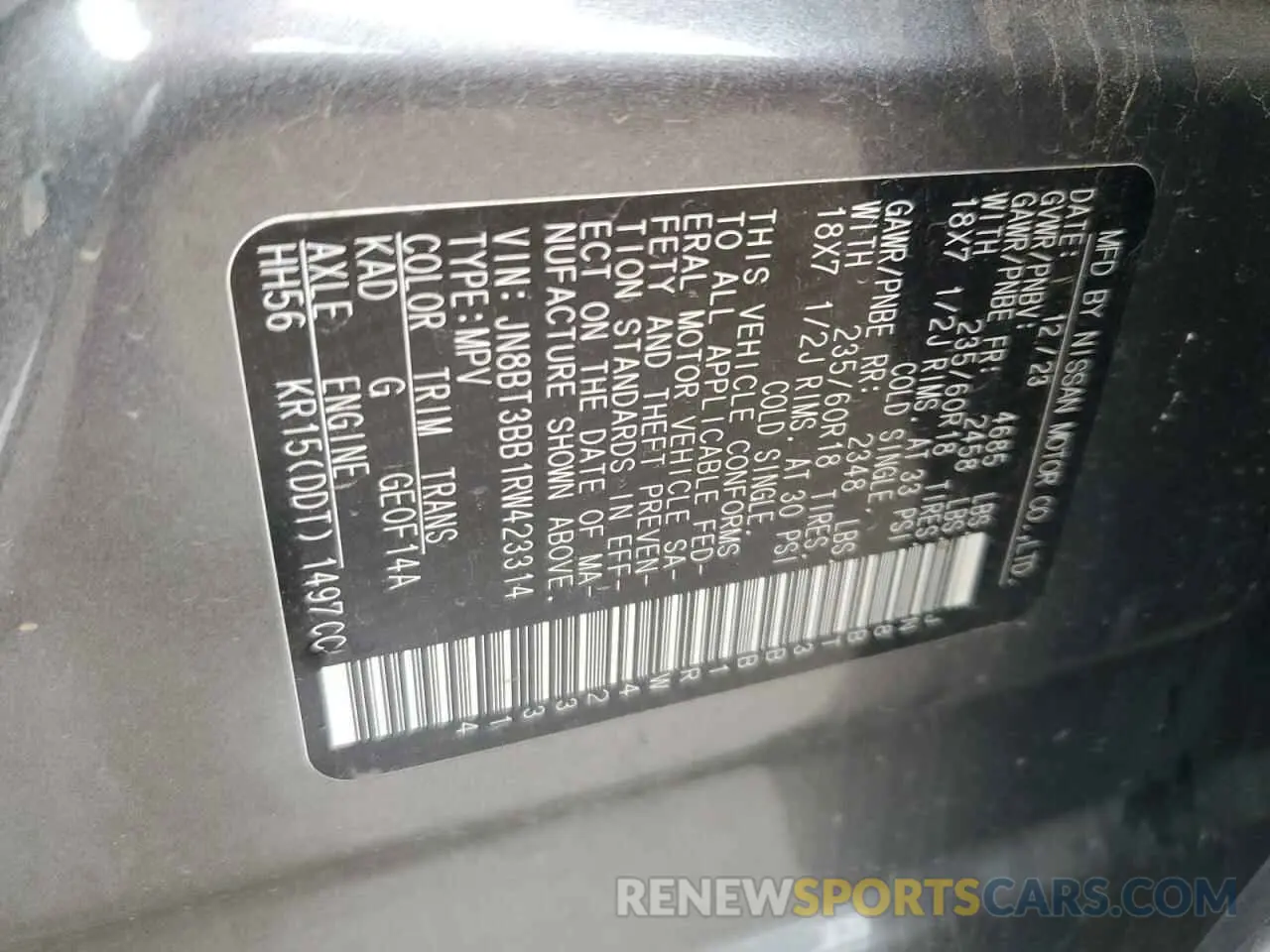 14 Photograph of a damaged car JN8BT3BB1RW423314 NISSAN ROGUE 2024
