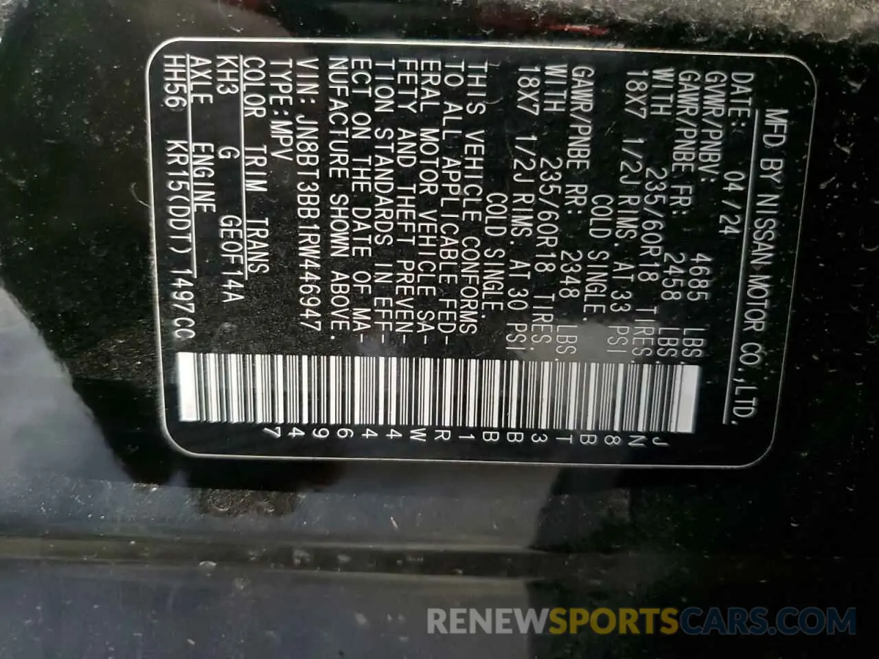 13 Photograph of a damaged car JN8BT3BB1RW446947 NISSAN ROGUE 2024