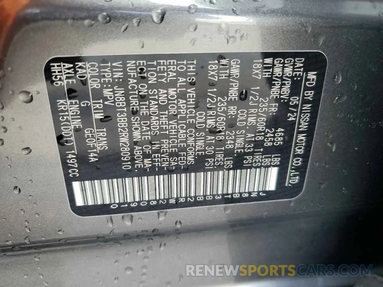 14 Photograph of a damaged car JN8BT3BB2RW280910 NISSAN ROGUE 2024