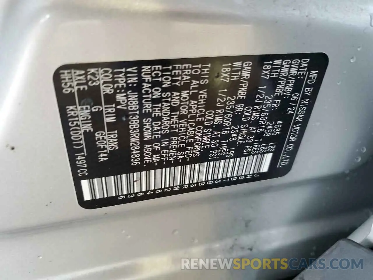 14 Photograph of a damaged car JN8BT3BB3RW284836 NISSAN ROGUE 2024