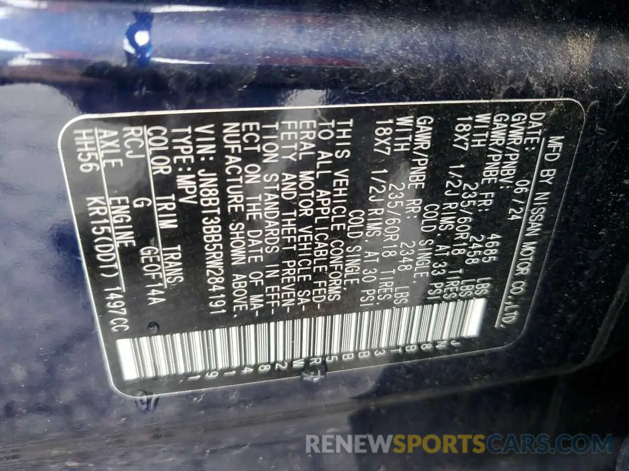 14 Photograph of a damaged car JN8BT3BB5RW284191 NISSAN ROGUE 2024