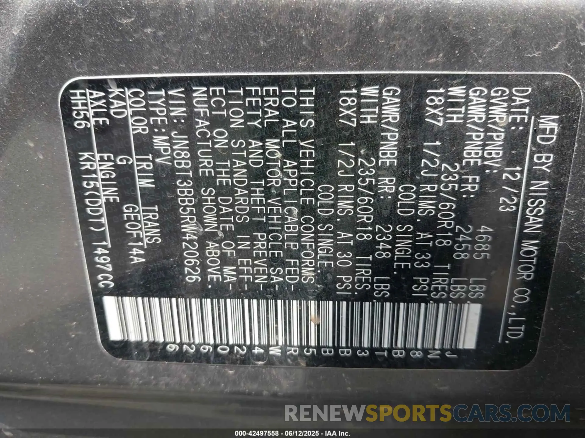 9 Photograph of a damaged car JN8BT3BB5RW420626 NISSAN ROGUE 2024