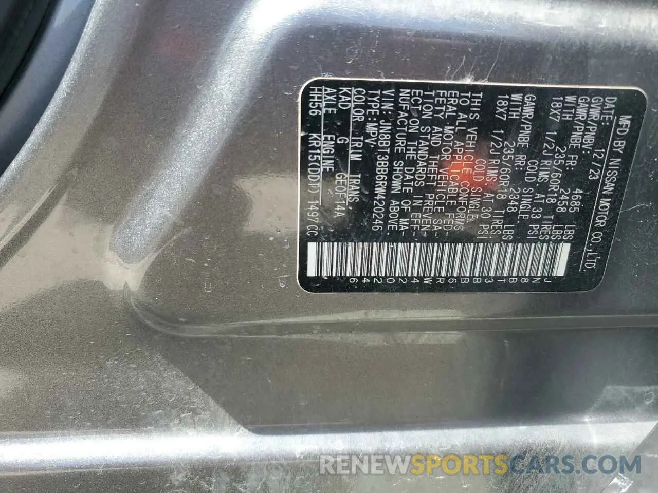 14 Photograph of a damaged car JN8BT3BB6RW420246 NISSAN ROGUE 2024