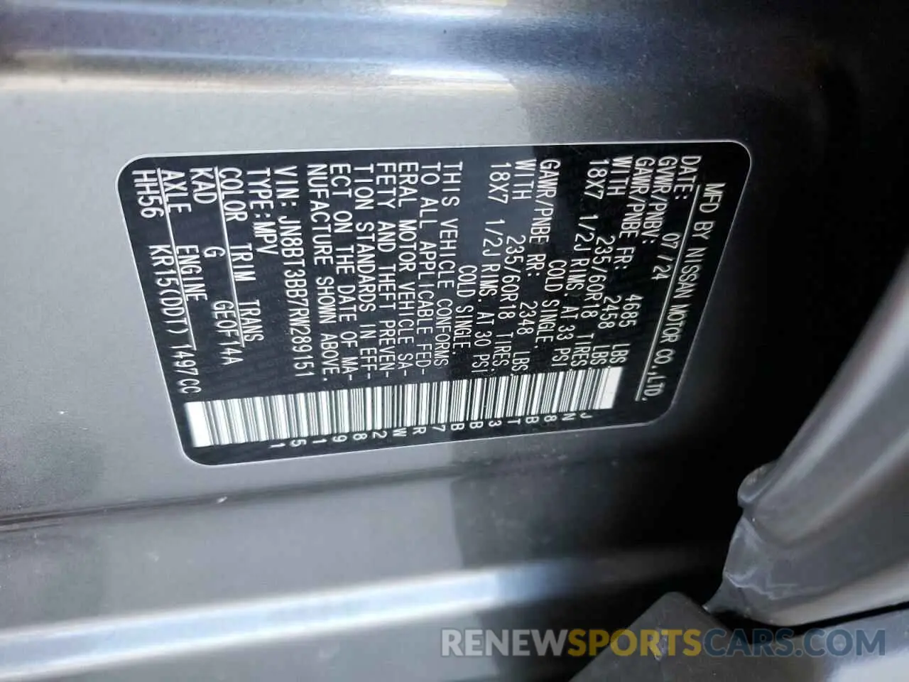 13 Photograph of a damaged car JN8BT3BB7RW289151 NISSAN ROGUE 2024