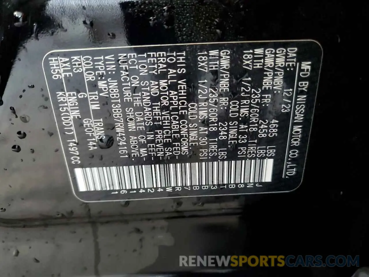 14 Photograph of a damaged car JN8BT3BB7RW424161 NISSAN ROGUE 2024