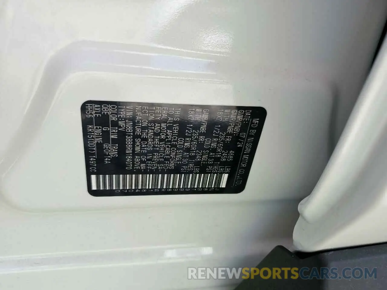 14 Photograph of a damaged car JN8BT3BB8RW184070 NISSAN ROGUE 2024