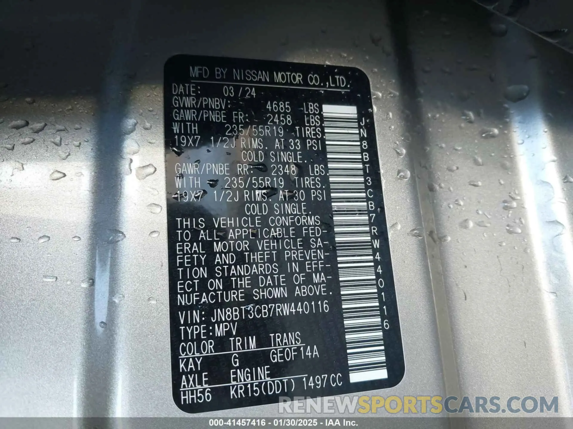 9 Photograph of a damaged car JN8BT3CB7RW440116 NISSAN ROGUE 2024