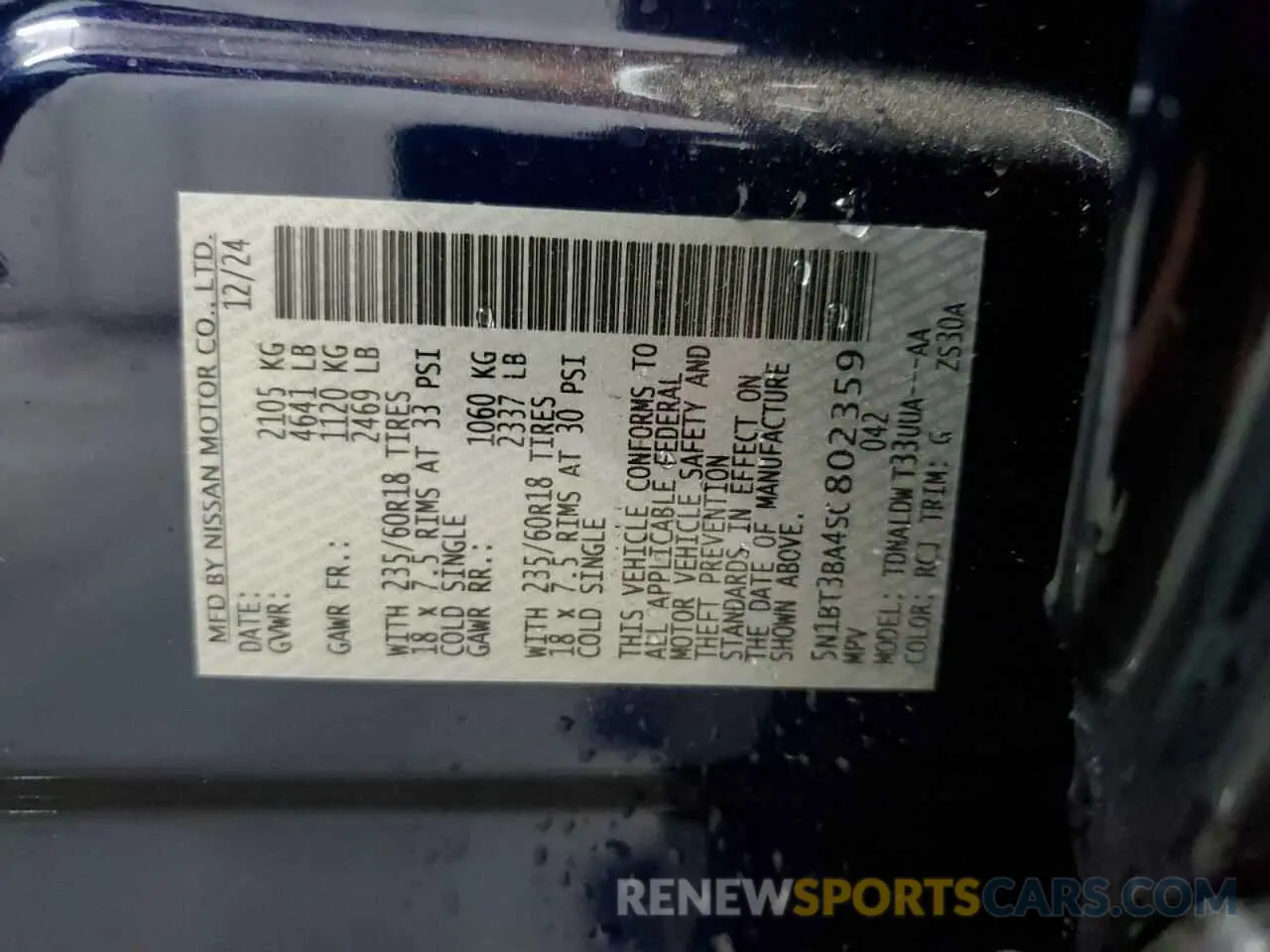 14 Photograph of a damaged car 5N1BT3BA4SC802359 NISSAN ROGUE 2025