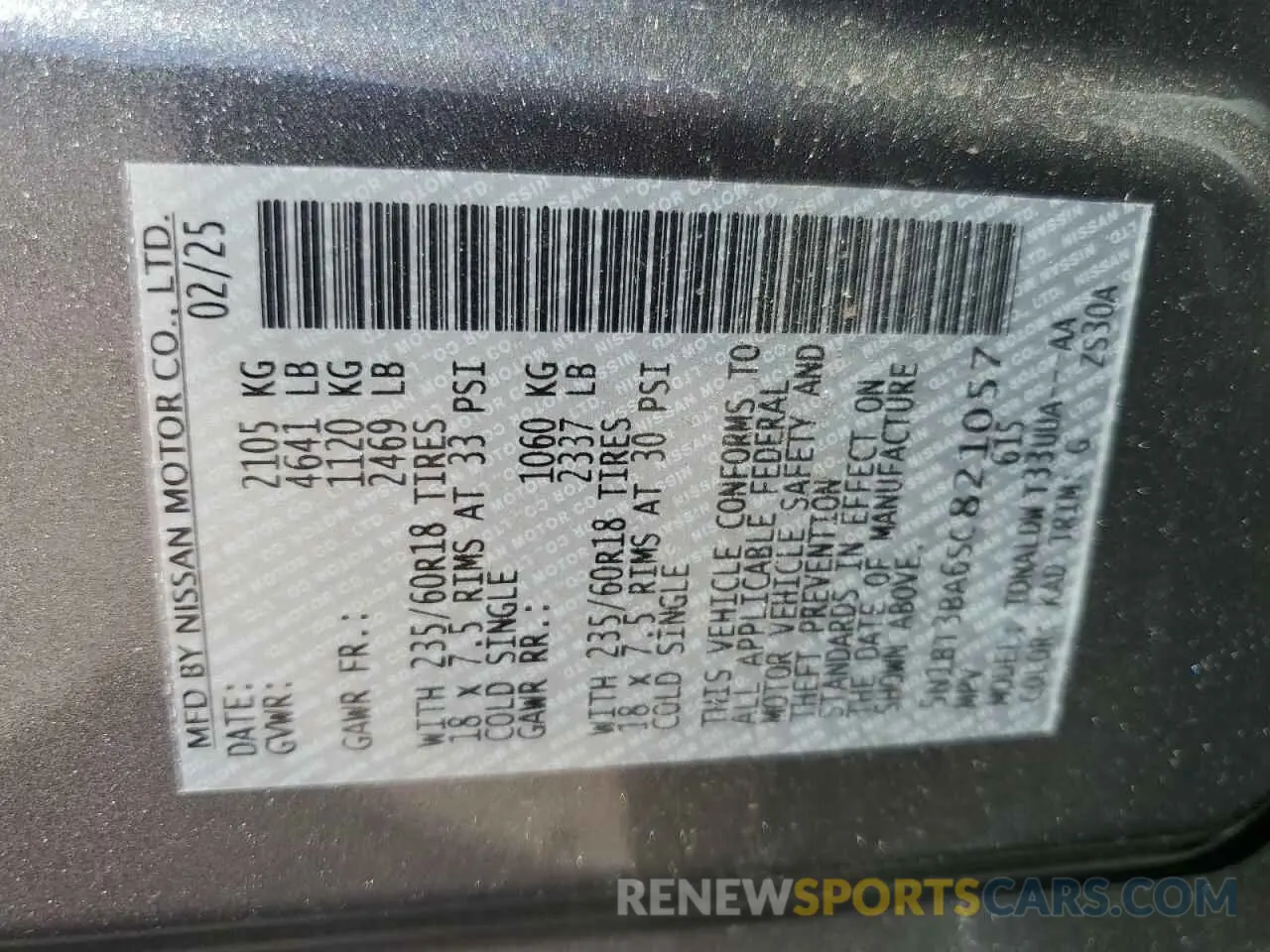 14 Photograph of a damaged car 5N1BT3BA6SC821057 NISSAN ROGUE 2025