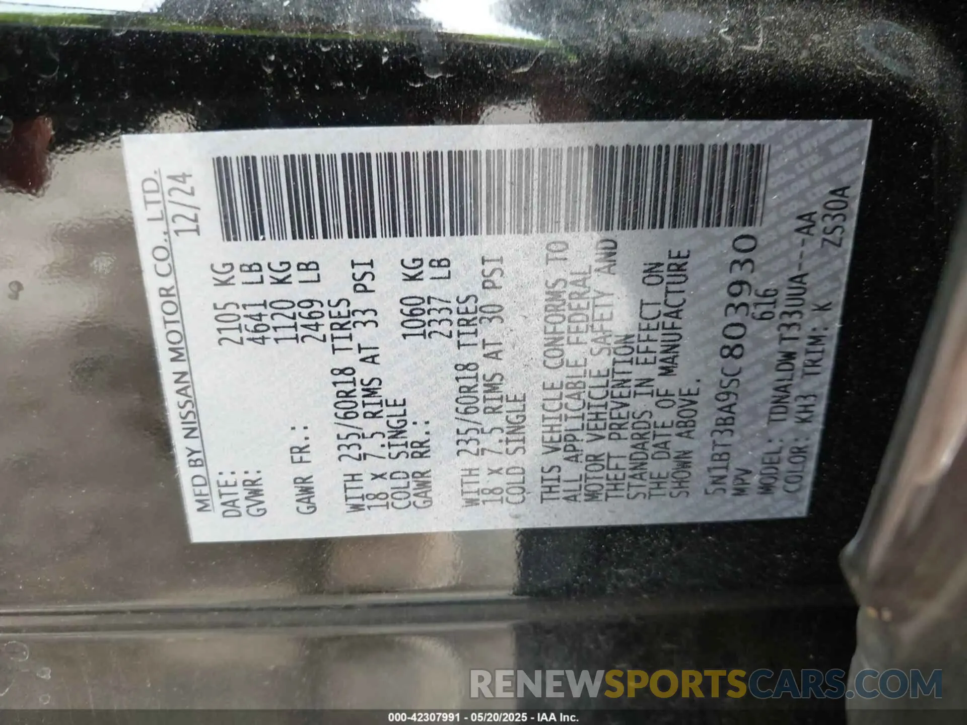 9 Photograph of a damaged car 5N1BT3BA9SC803930 NISSAN ROGUE 2025