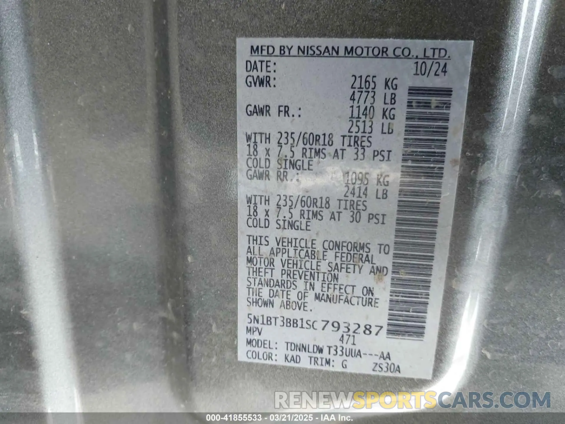 9 Photograph of a damaged car 5N1BT3BB1SC793287 NISSAN ROGUE 2025