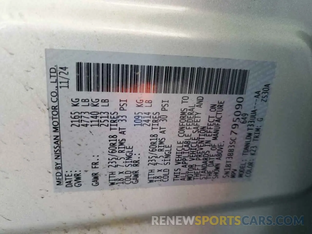 12 Photograph of a damaged car 5N1BT3BB3SC795090 NISSAN ROGUE 2025