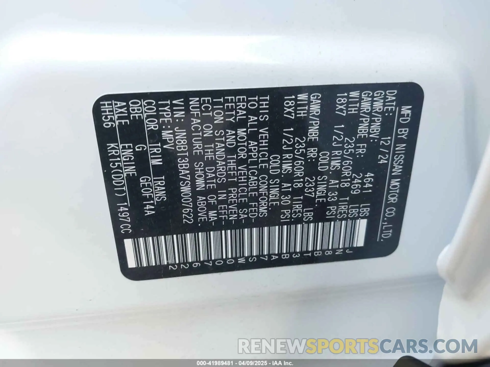 9 Photograph of a damaged car JN8BT3BA7SW007622 NISSAN ROGUE 2025