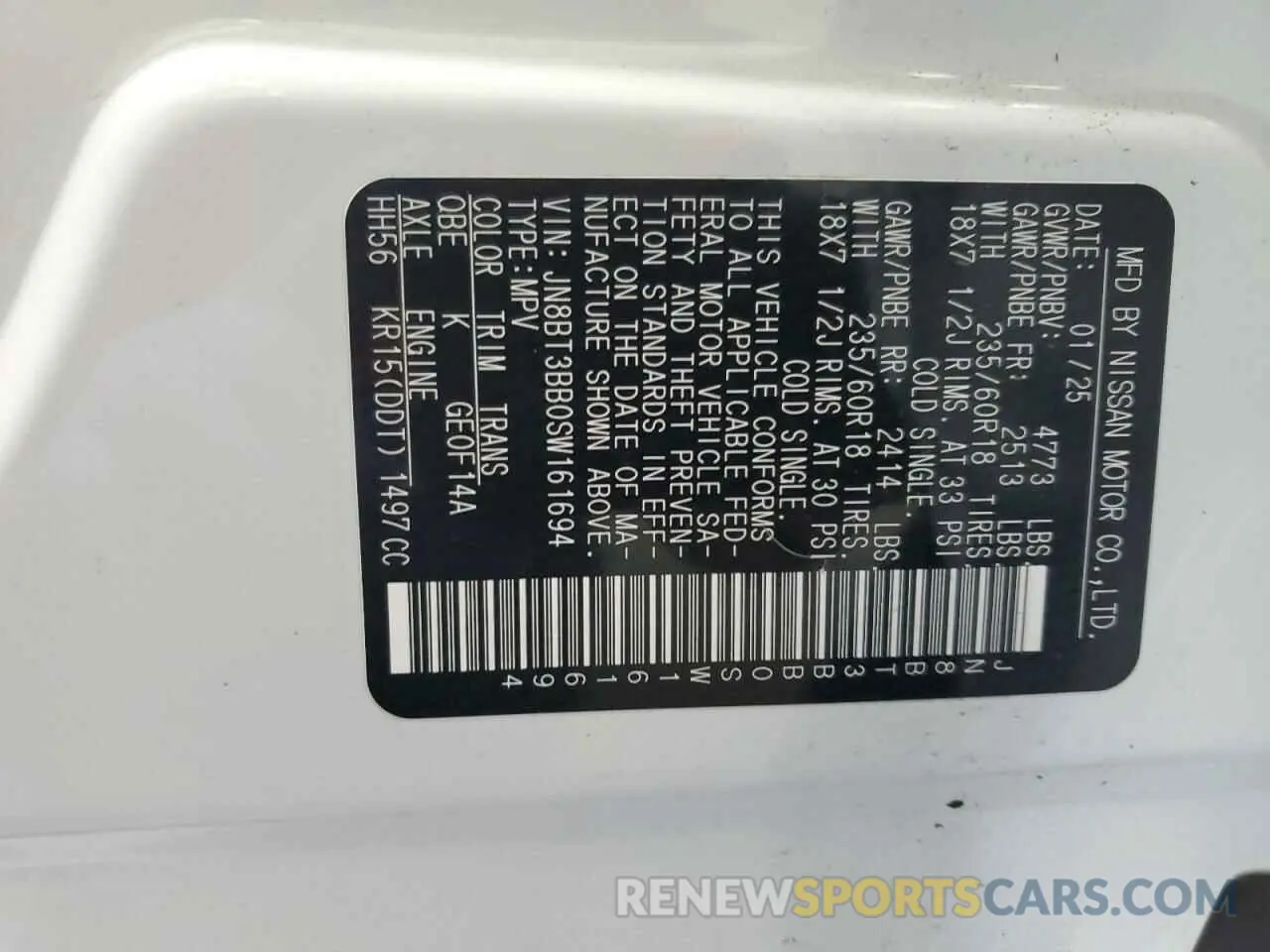 14 Photograph of a damaged car JN8BT3BB0SW161694 NISSAN ROGUE 2025