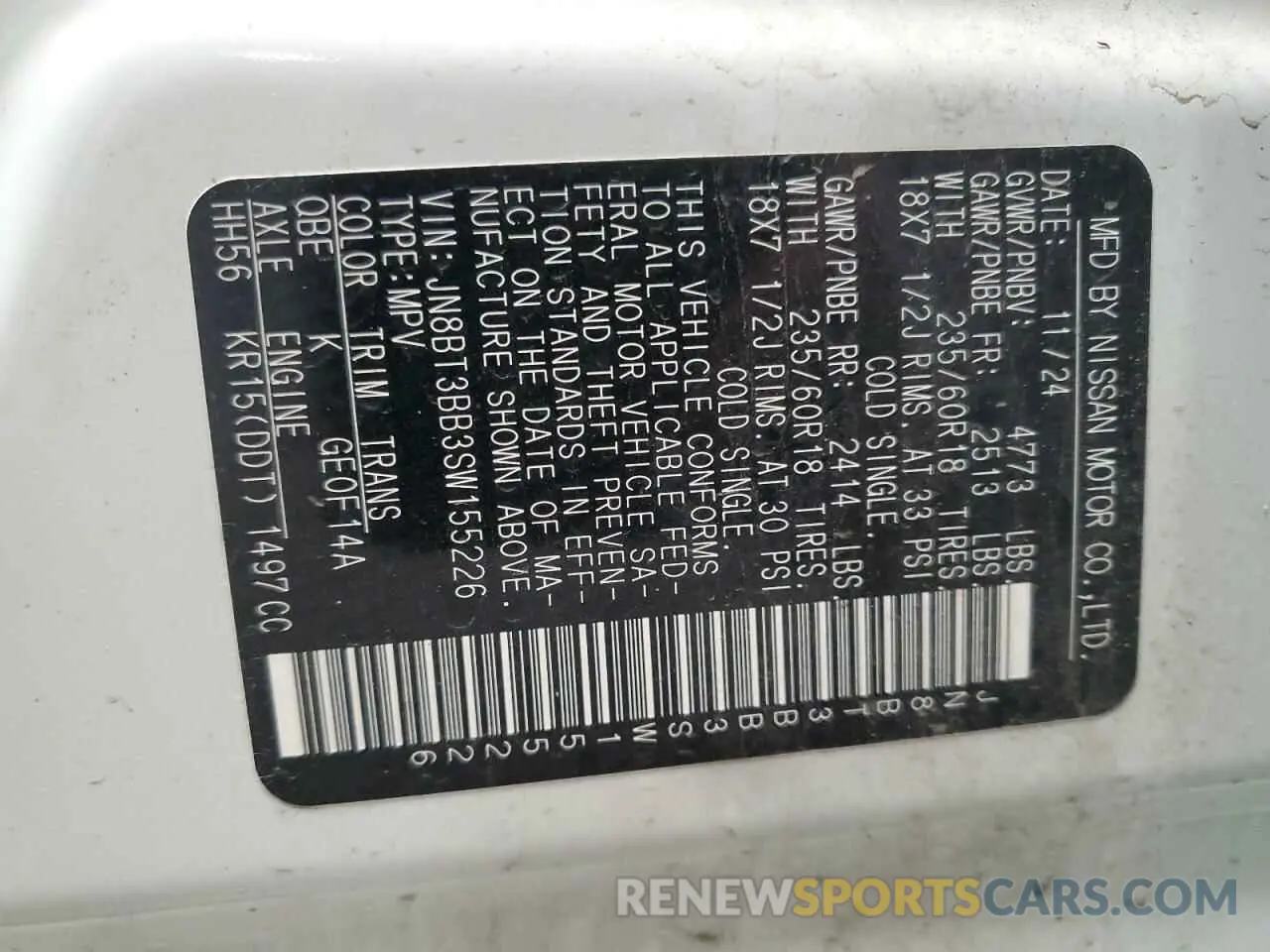 14 Photograph of a damaged car JN8BT3BB3SW155226 NISSAN ROGUE 2025