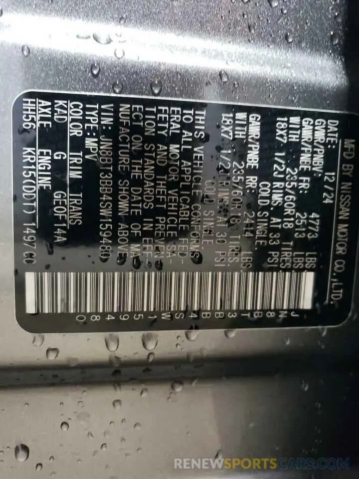 14 Photograph of a damaged car JN8BT3BB4SW159480 NISSAN ROGUE 2025