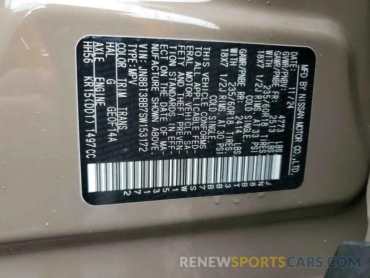 15 Photograph of a damaged car JN8BT3BB7SW153172 NISSAN ROGUE 2025