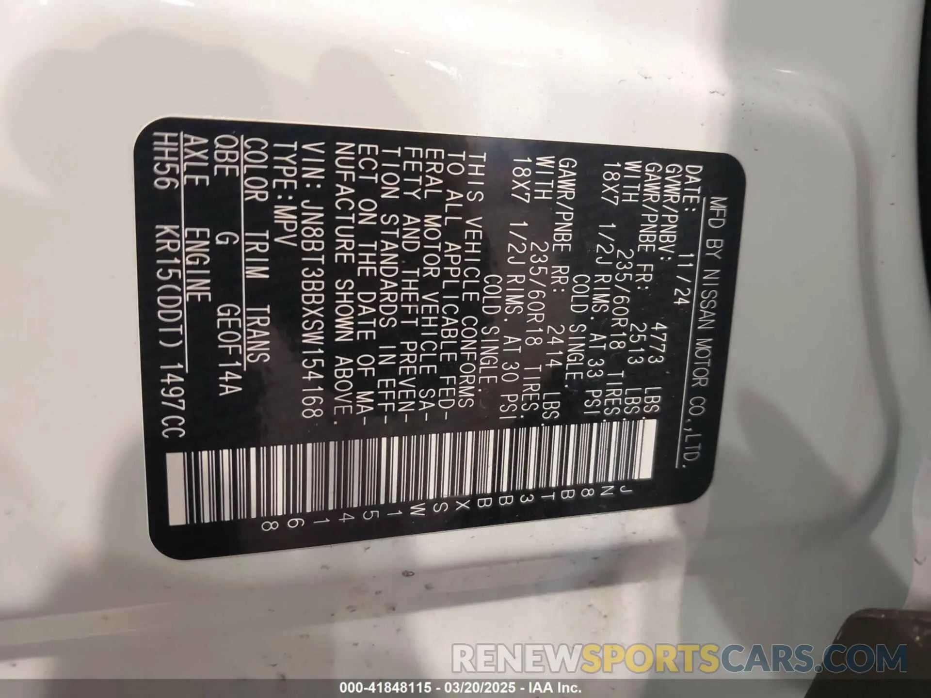 9 Photograph of a damaged car JN8BT3BBXSW154168 NISSAN ROGUE 2025