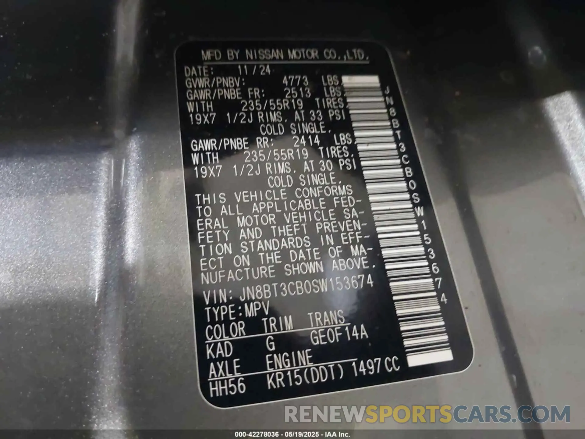 9 Photograph of a damaged car JN8BT3CB0SW153674 NISSAN ROGUE 2025