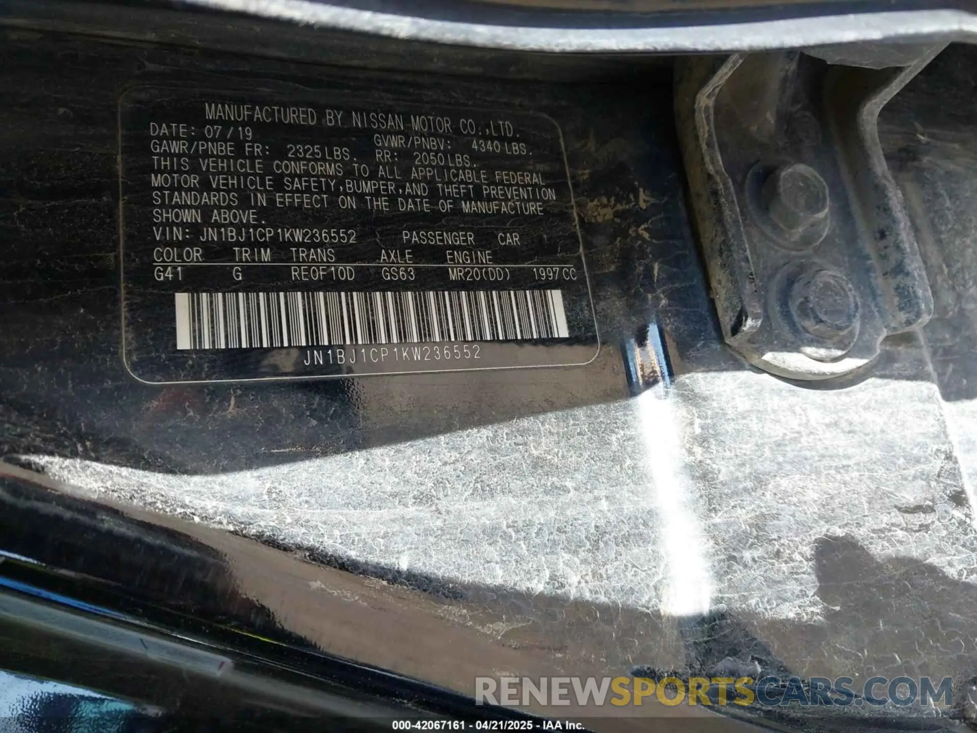 9 Photograph of a damaged car JN1BJ1CP1KW236552 NISSAN ROGUE SPORT 2019