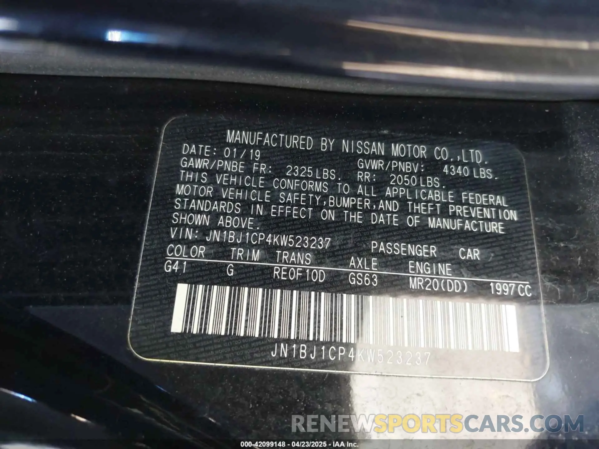 9 Photograph of a damaged car JN1BJ1CP4KW523237 NISSAN ROGUE SPORT 2019