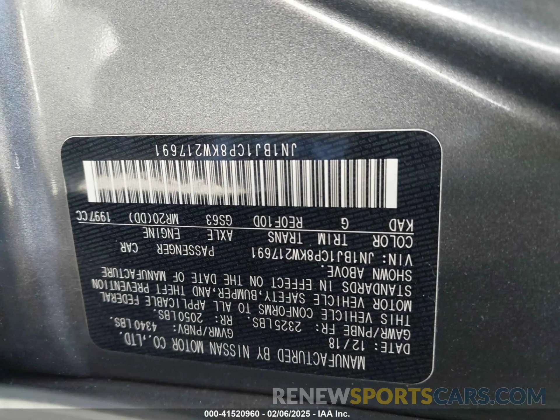 9 Photograph of a damaged car JN1BJ1CP8KW217691 NISSAN ROGUE SPORT 2019