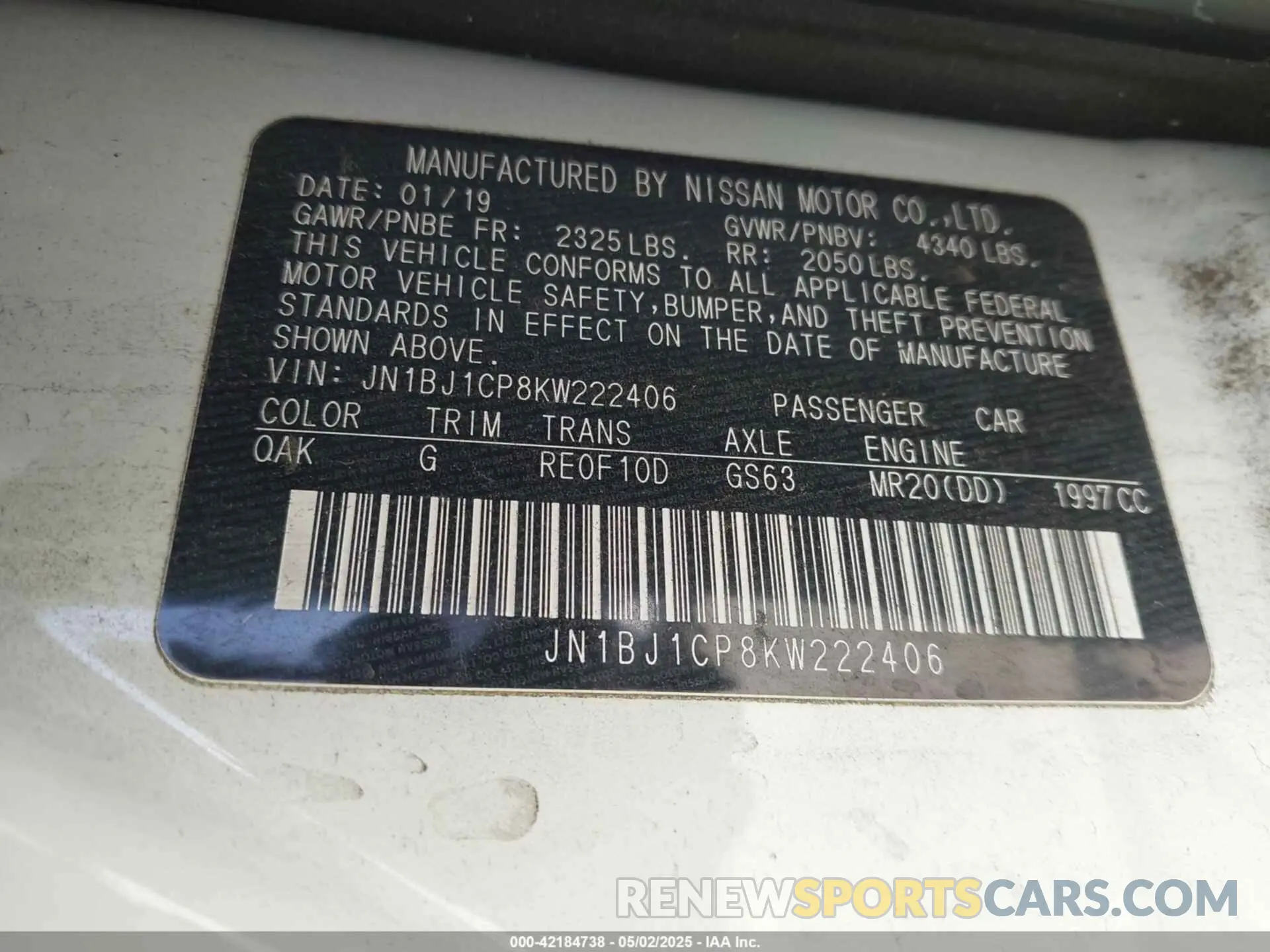 9 Photograph of a damaged car JN1BJ1CP8KW222406 NISSAN ROGUE SPORT 2019