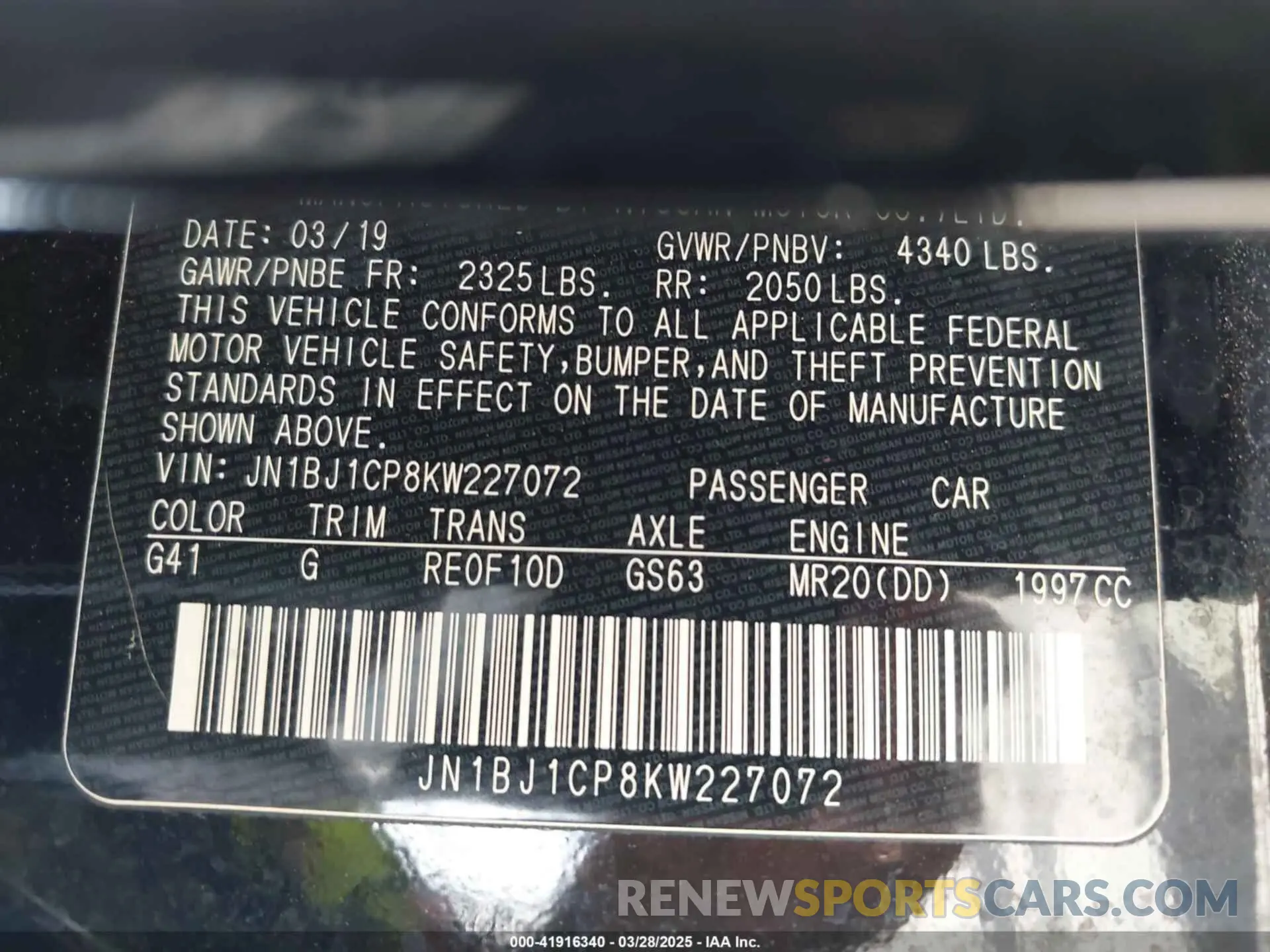 9 Photograph of a damaged car JN1BJ1CP8KW227072 NISSAN ROGUE SPORT 2019