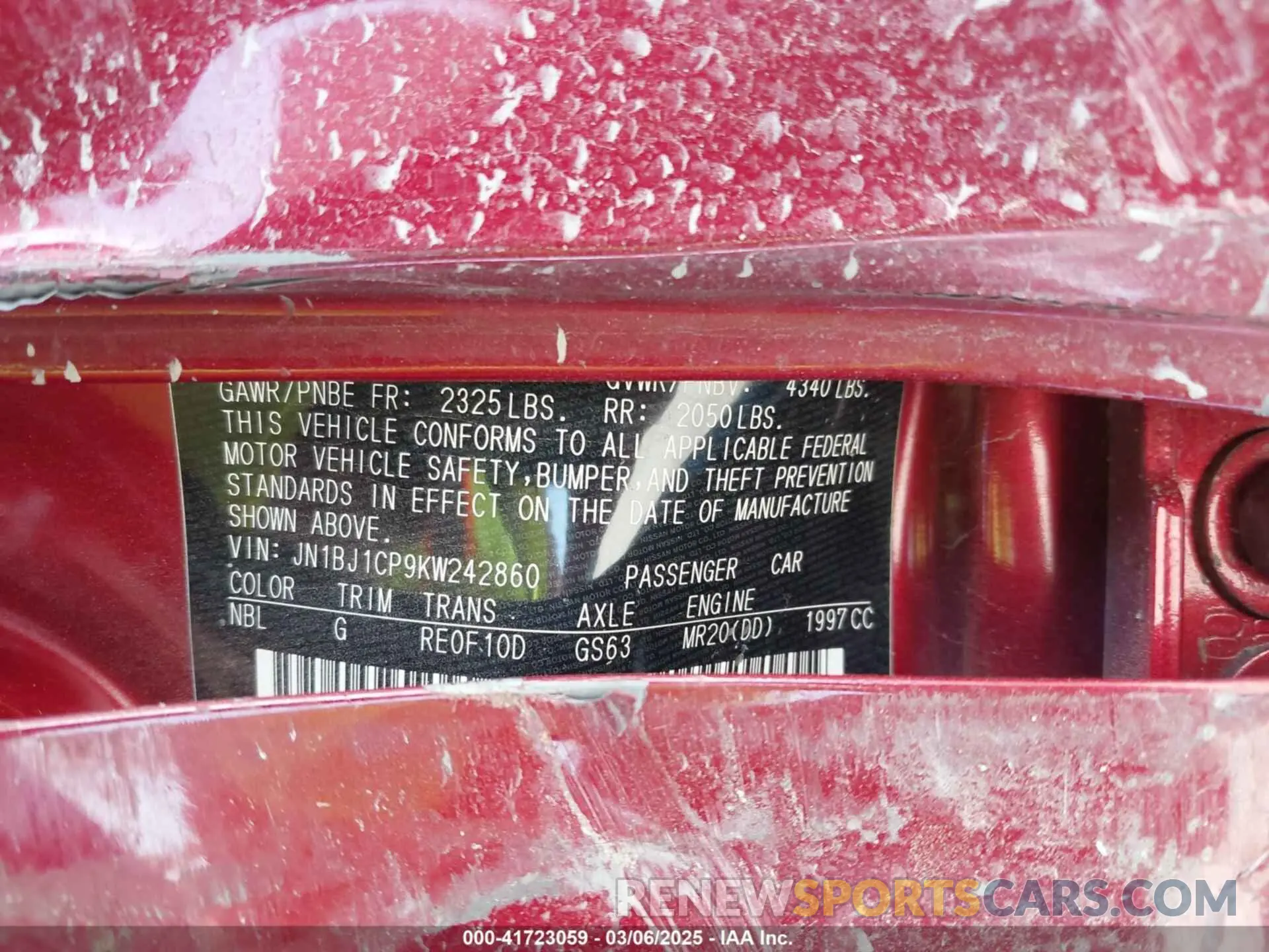 9 Photograph of a damaged car JN1BJ1CP9KW242860 NISSAN ROGUE SPORT 2019