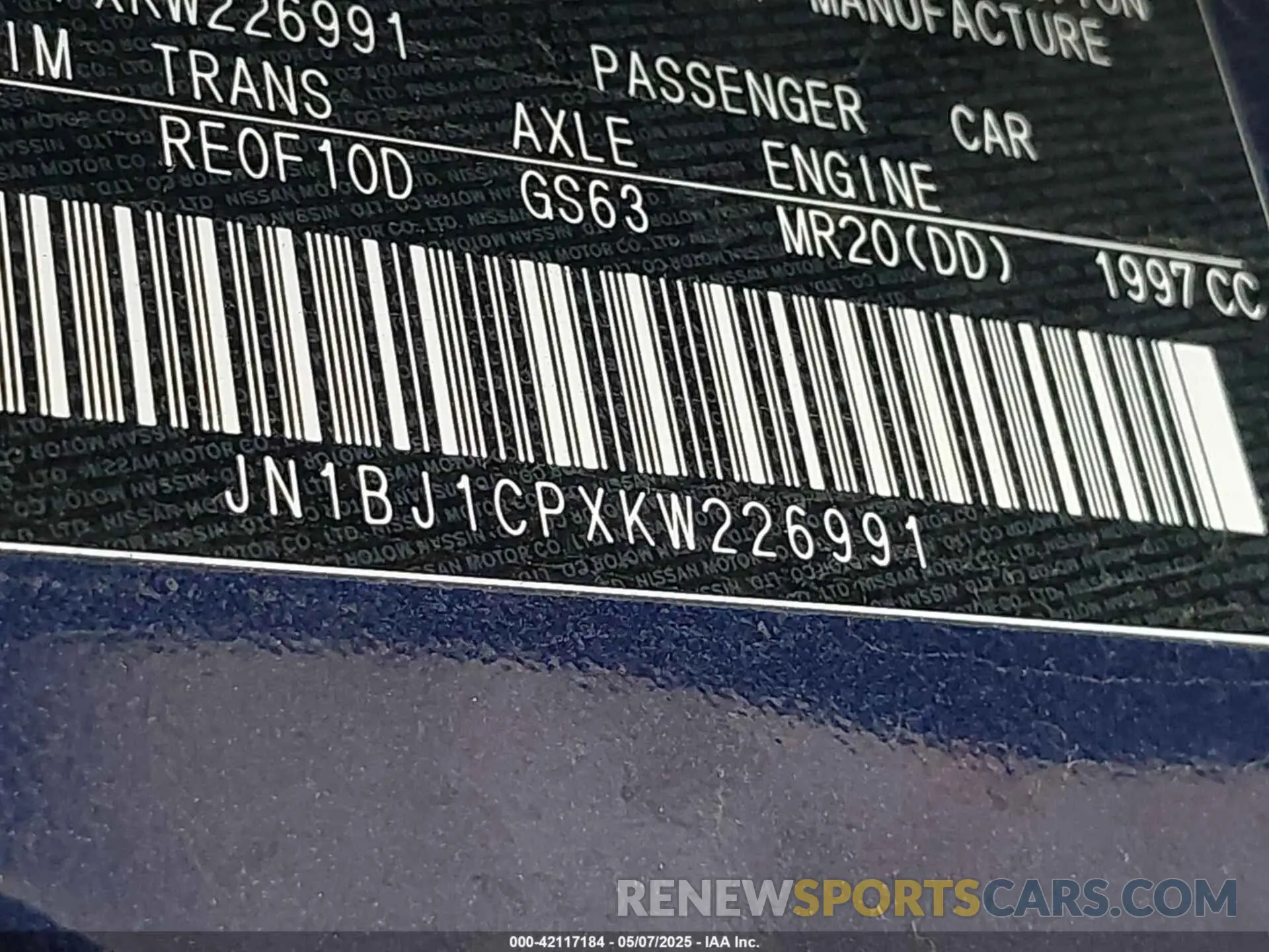 9 Photograph of a damaged car JN1BJ1CPXKW226991 NISSAN ROGUE SPORT 2019