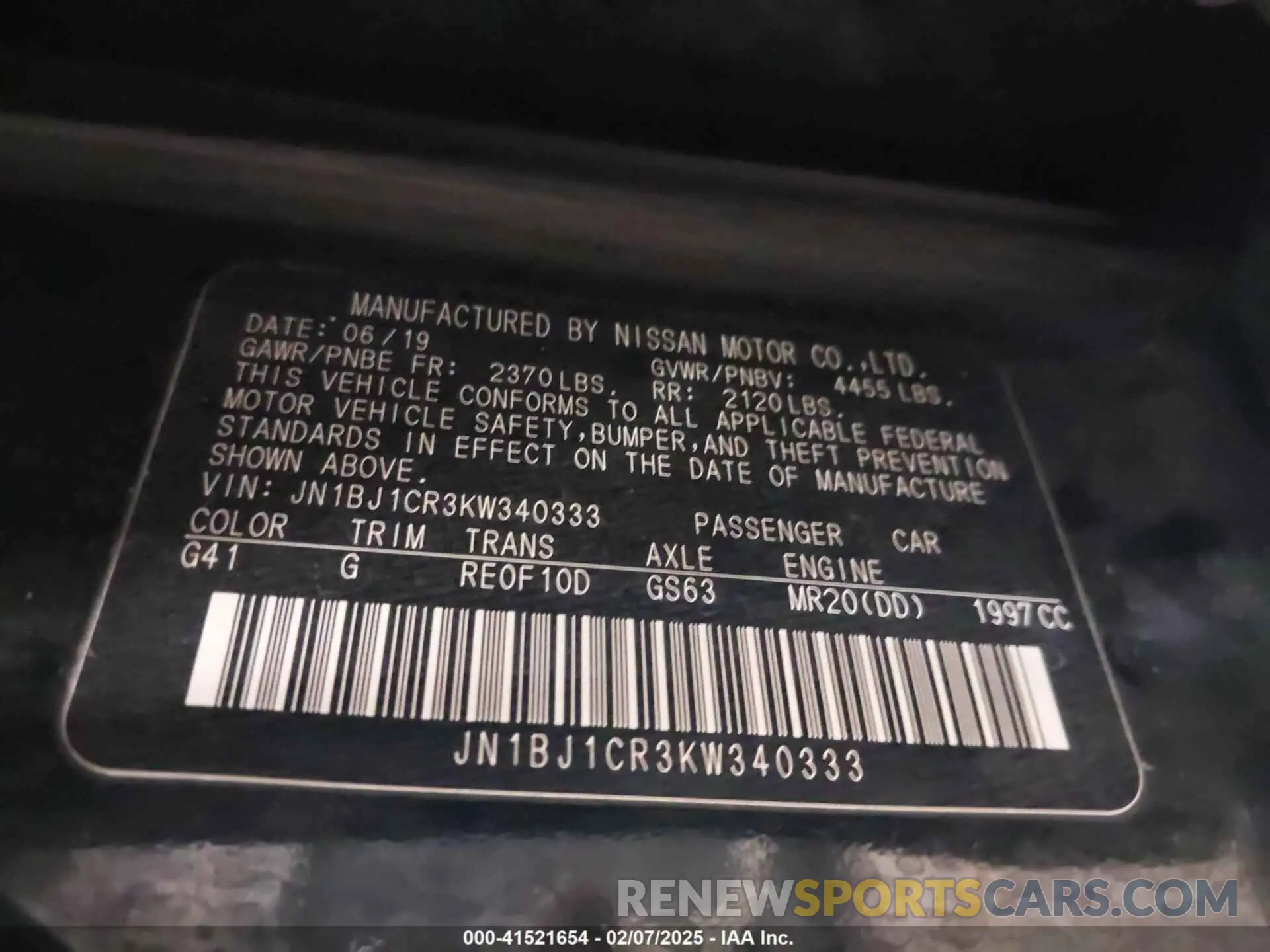 9 Photograph of a damaged car JN1BJ1CR3KW340333 NISSAN ROGUE SPORT 2019