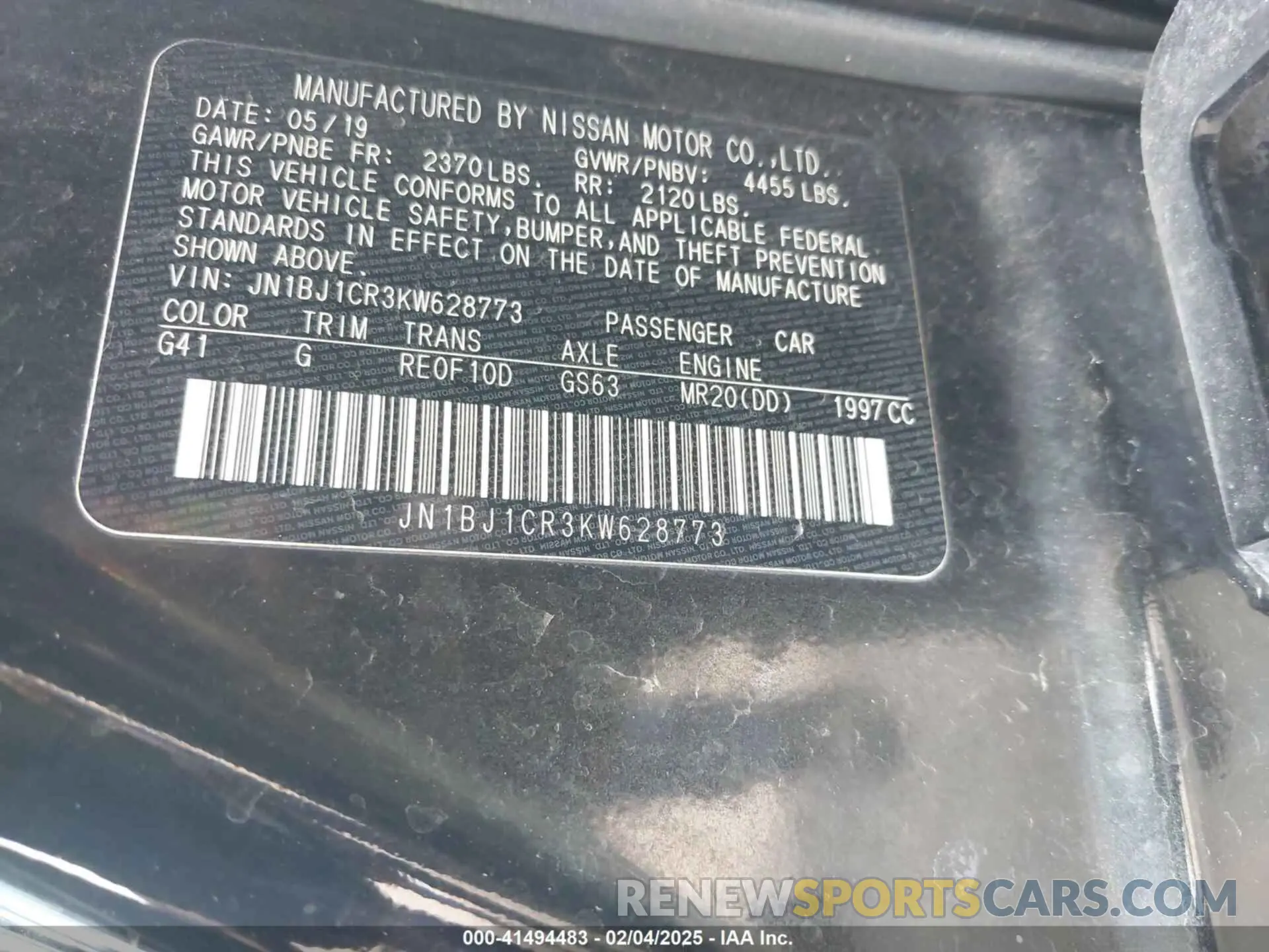 9 Photograph of a damaged car JN1BJ1CR3KW628773 NISSAN ROGUE SPORT 2019