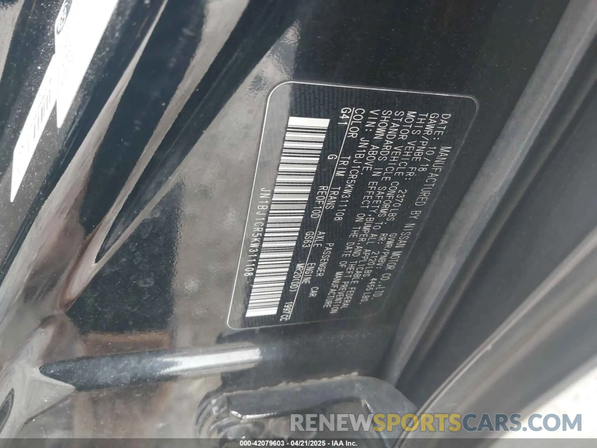 9 Photograph of a damaged car JN1BJ1CR5KW311108 NISSAN ROGUE SPORT 2019