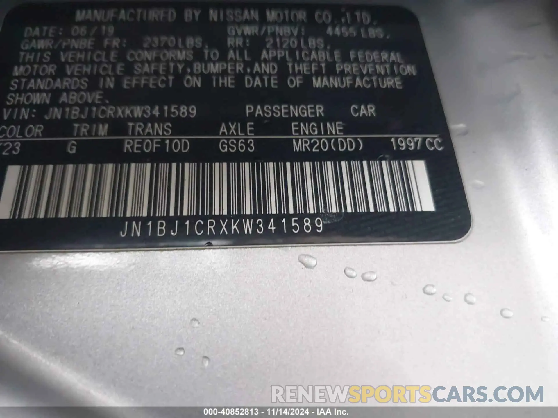 9 Photograph of a damaged car JN1BJ1CRXKW341589 NISSAN ROGUE SPORT 2019