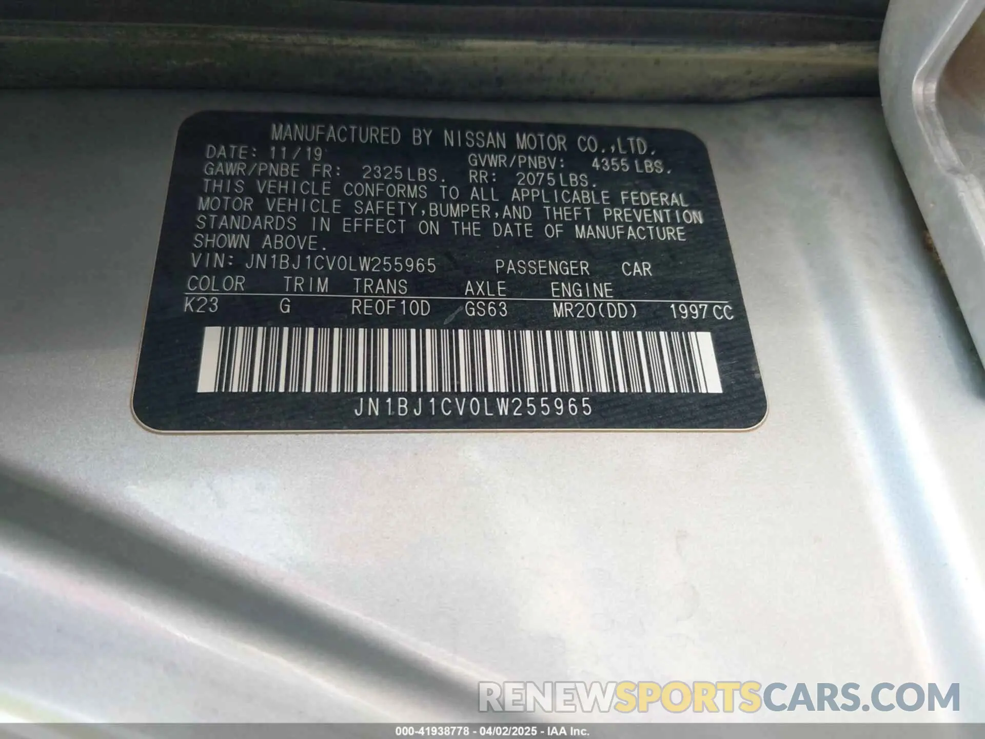 9 Photograph of a damaged car JN1BJ1CV0LW255965 NISSAN ROGUE SPORT 2020