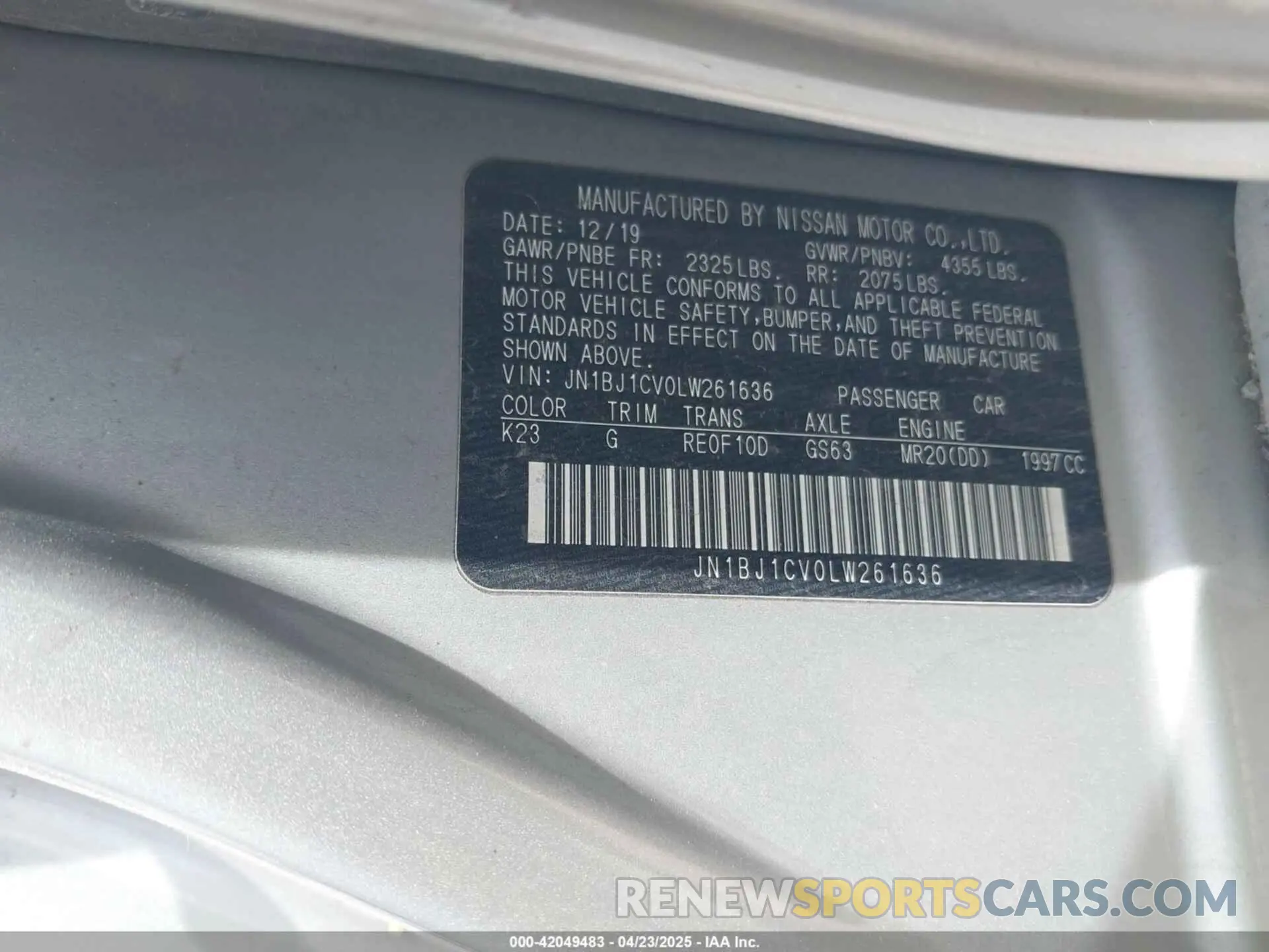 9 Photograph of a damaged car JN1BJ1CV0LW261636 NISSAN ROGUE SPORT 2020