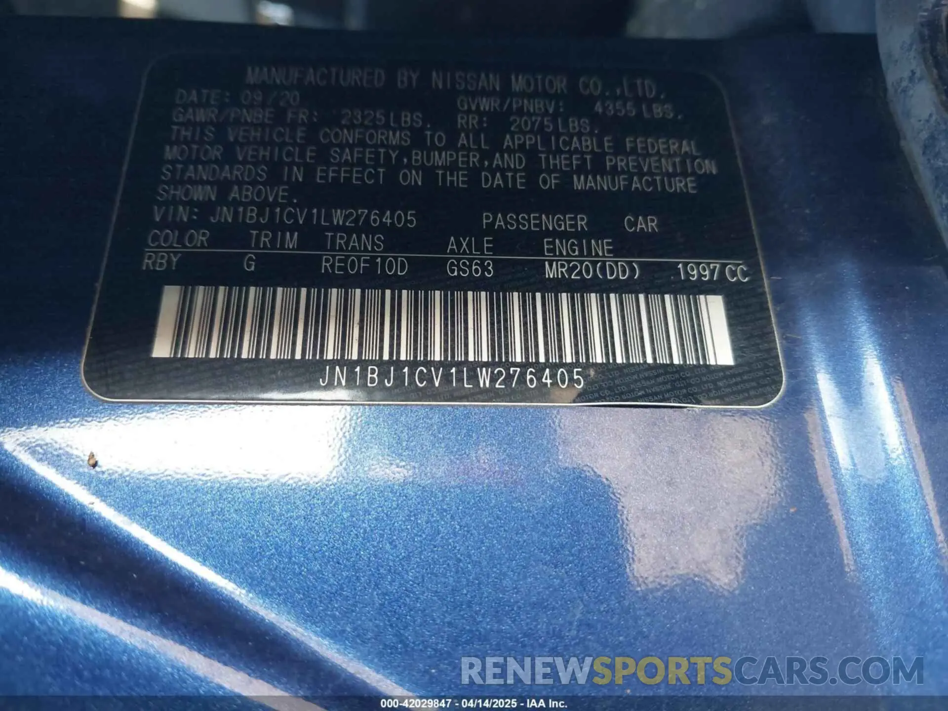 9 Photograph of a damaged car JN1BJ1CV1LW276405 NISSAN ROGUE SPORT 2020