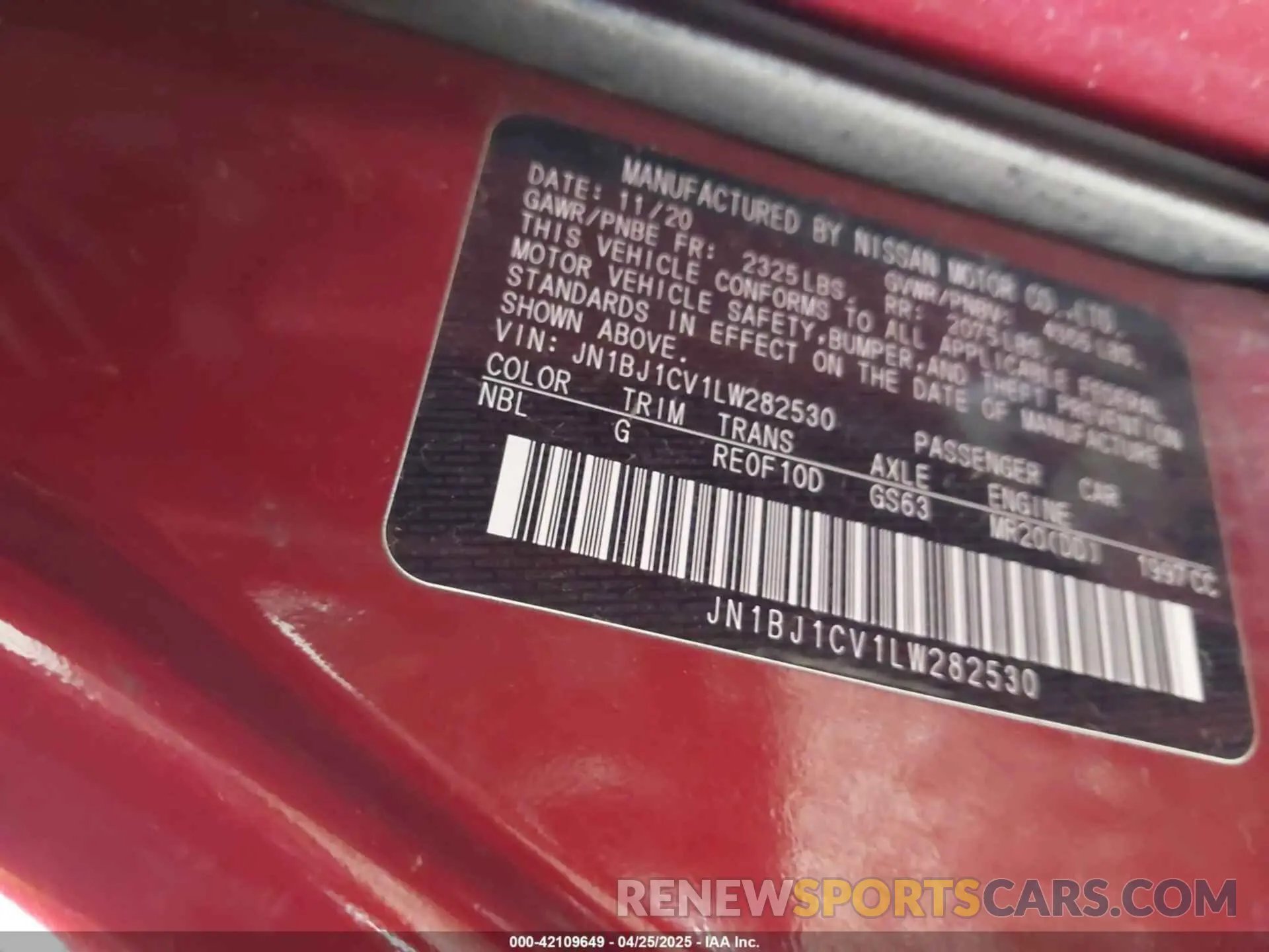 9 Photograph of a damaged car JN1BJ1CV1LW282530 NISSAN ROGUE SPORT 2020